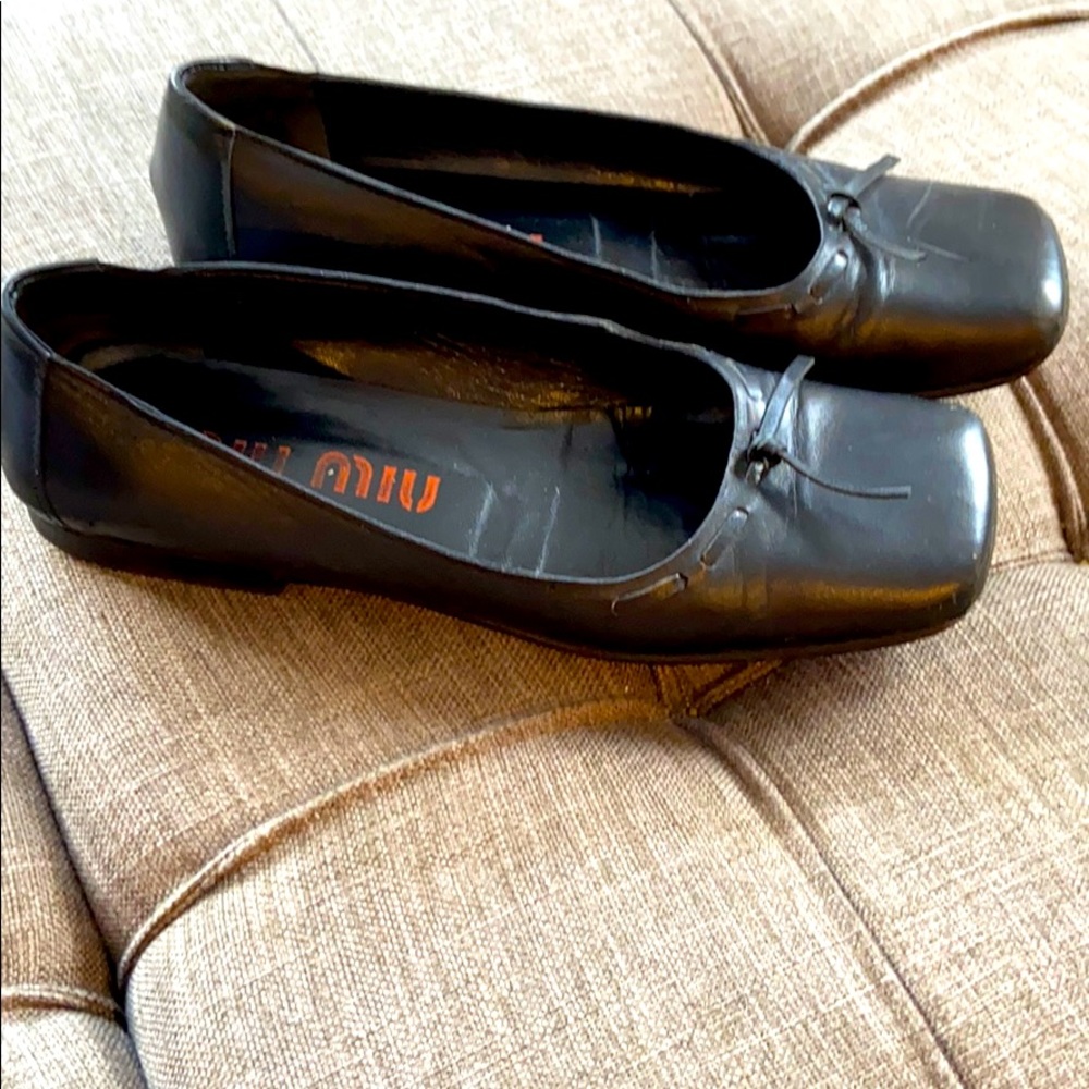 Miu Miu square toed black flats size 8,5